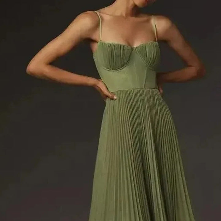 Cynthia | Refined Pleated Fall Wedding Guest Maxi Dress