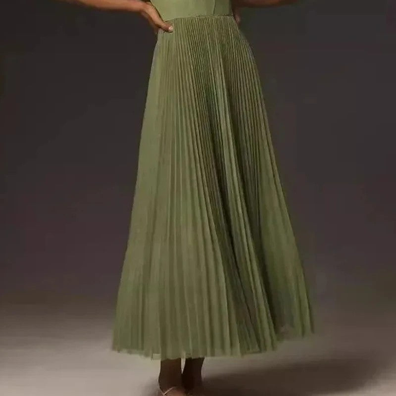 Cynthia | Refined Pleated Fall Wedding Guest Maxi Dress