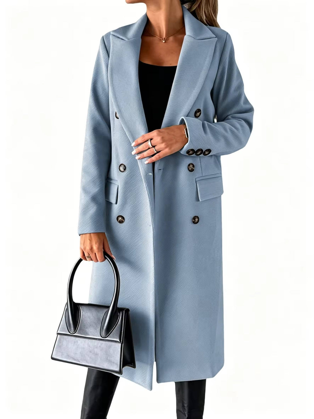 Cynthia | Relaxed Double Breasted Notch Lapel Pea Coat
