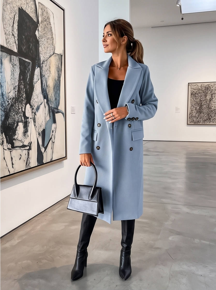 Cynthia | Relaxed Double Breasted Notch Lapel Pea Coat