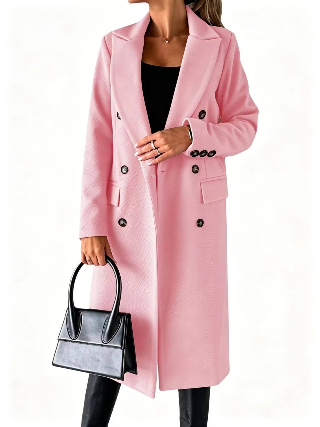 Cynthia | Relaxed Double Breasted Notch Lapel Pea Coat