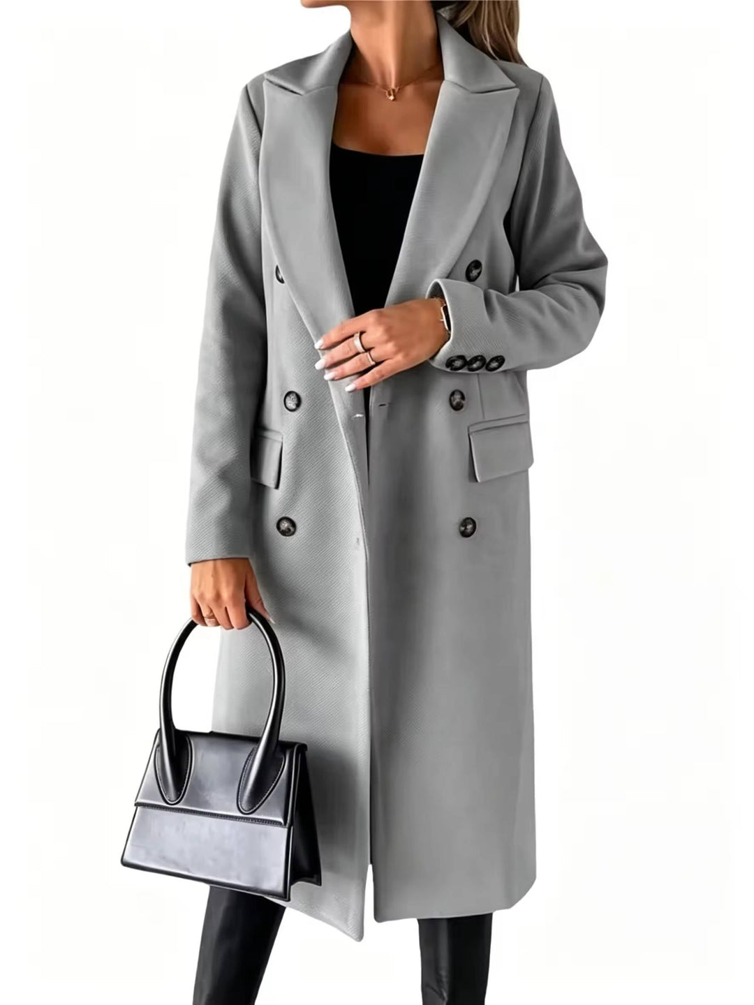 Cynthia | Relaxed Double Breasted Notch Lapel Pea Coat