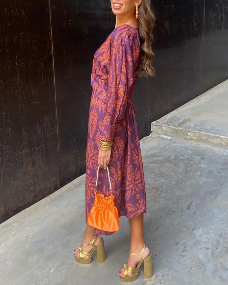 Vivienne | Twist Front Printed Wedding Guest Midi Dress
