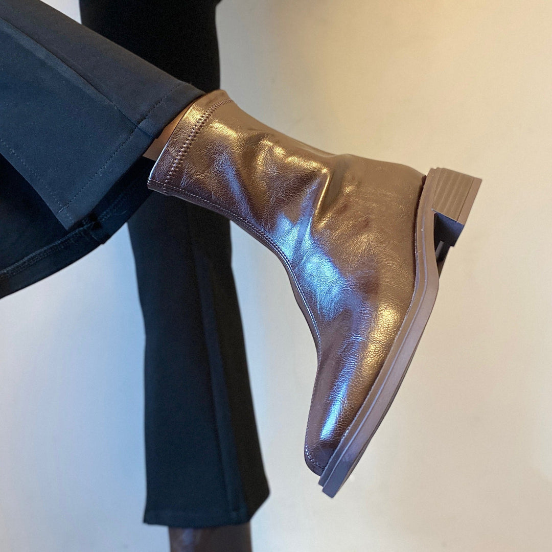 Danielle | Chic Square Toe Block Heel Ankle Boots