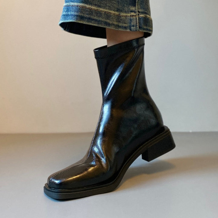 Danielle | Chic Square Toe Block Heel Ankle Boots