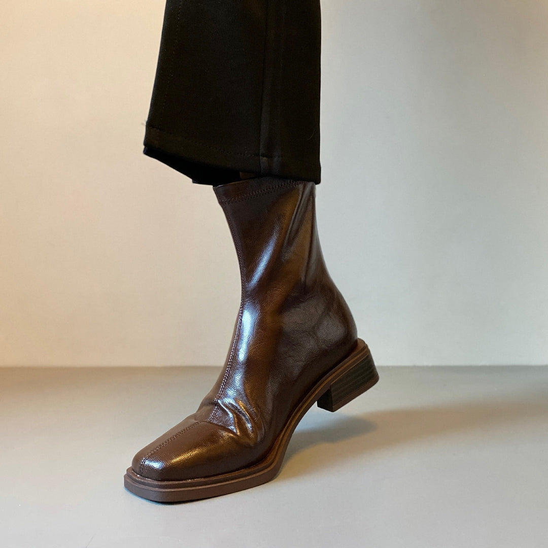 Danielle | Chic Square Toe Block Heel Ankle Boots