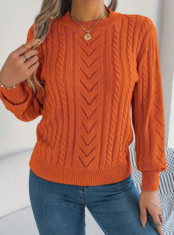 Danielle | Classic Cable-Knit Crew Neck Long Sleeve Sweater