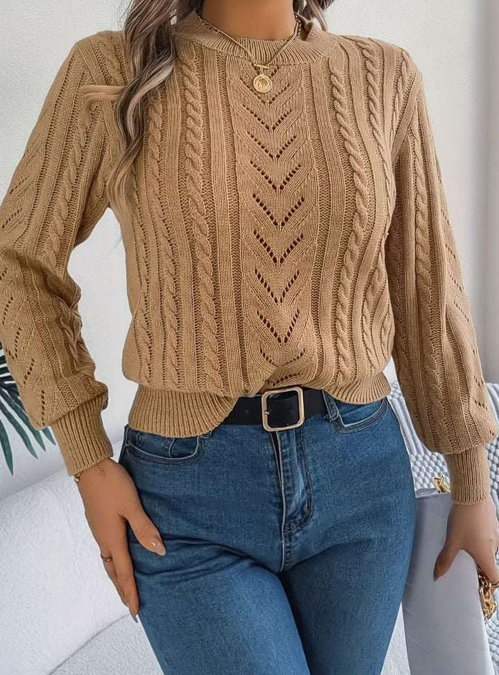Danielle | Classic Cable-Knit Crew Neck Long Sleeve Sweater