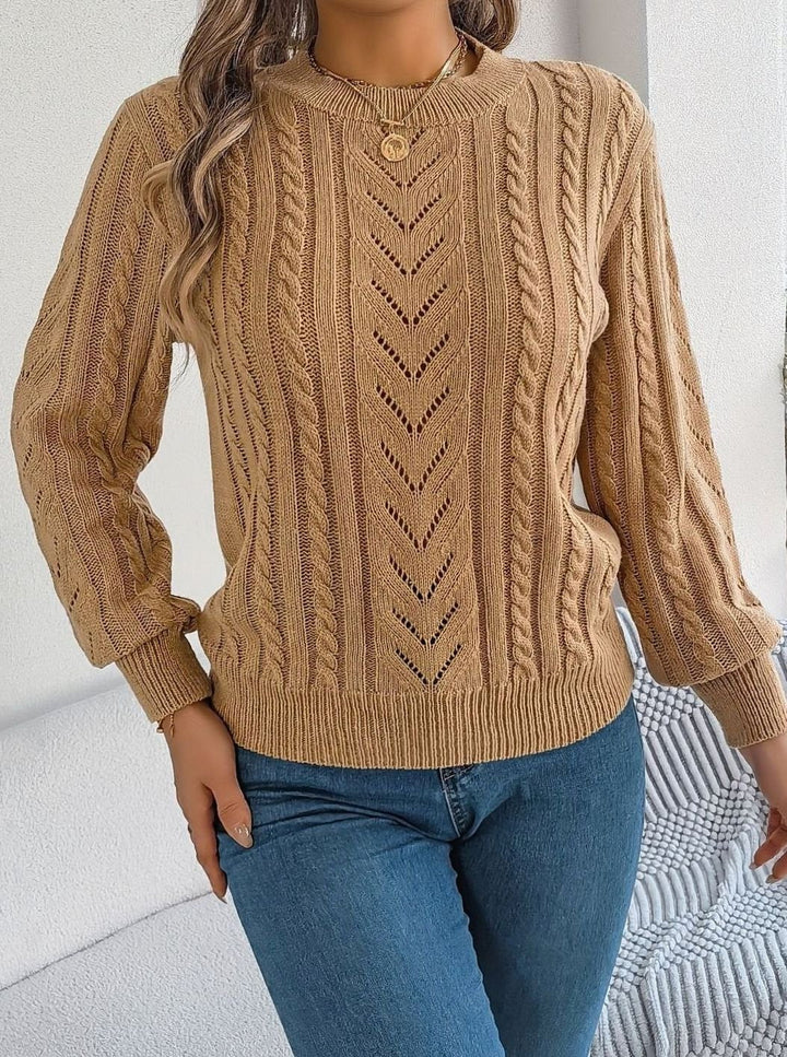 Danielle | Classic Cable-Knit Crew Neck Long Sleeve Sweater