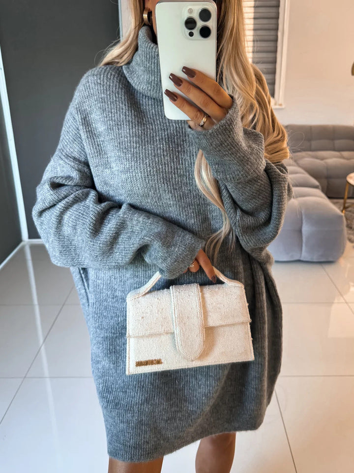 Danielle | Classic Chunky Knit Oversized Turtleneck Sweater Dress