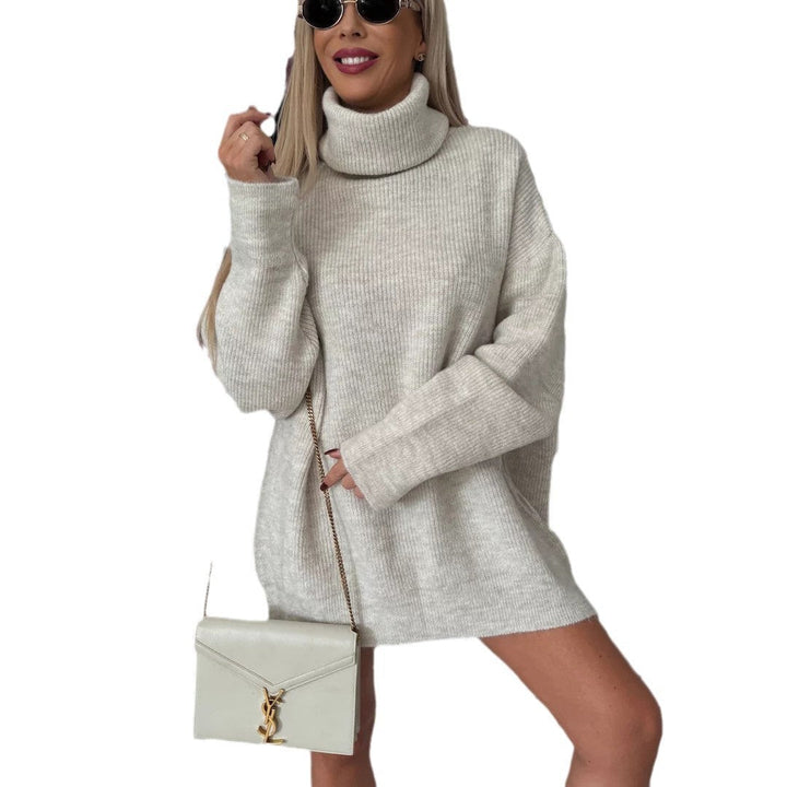 Danielle | Classic Chunky Knit Oversized Turtleneck Sweater Dress