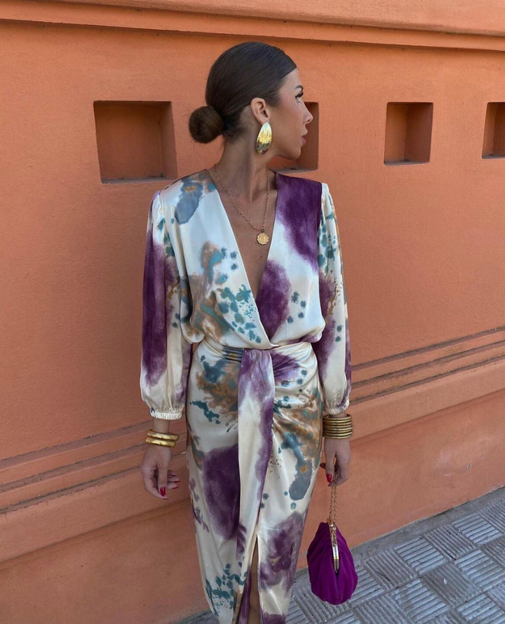 Danielle | Effortless Wrap V-Neck Fall Wedding Guest Maxi Dress