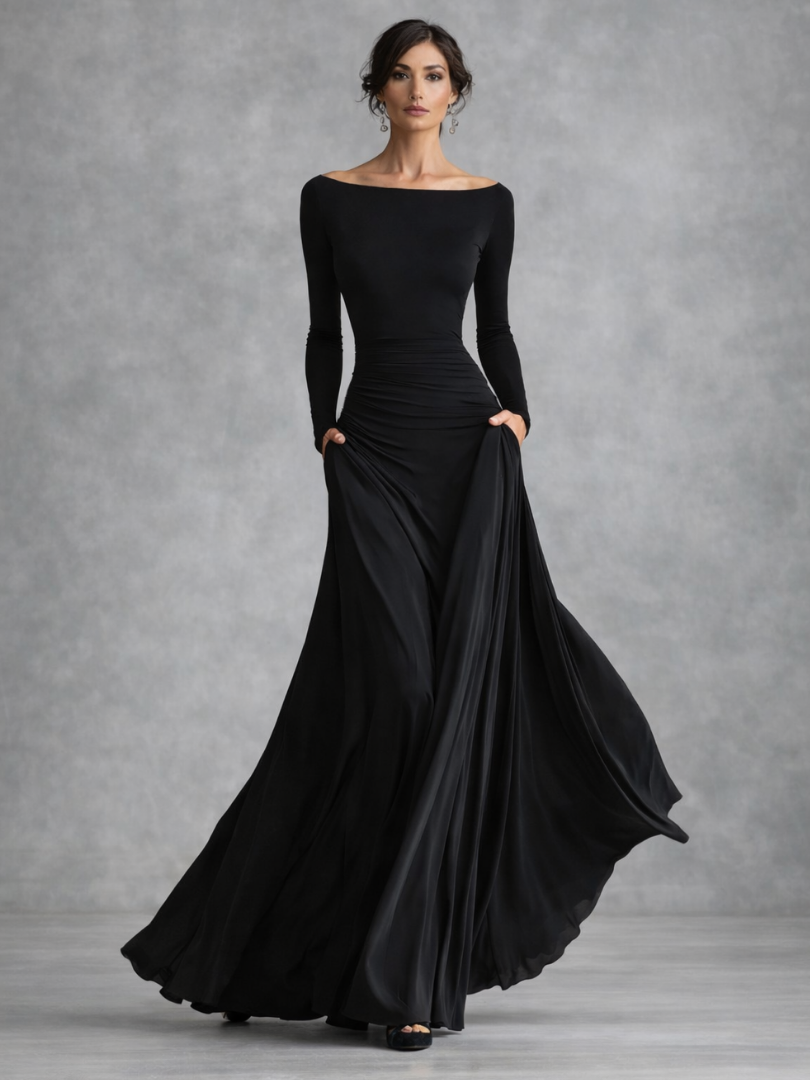 Danielle | Off Shoulder Ruched Waist Fall Wedding Guest Maxi Dress