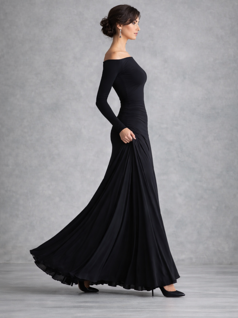 Danielle | Off Shoulder Ruched Waist Fall Wedding Guest Maxi Dress