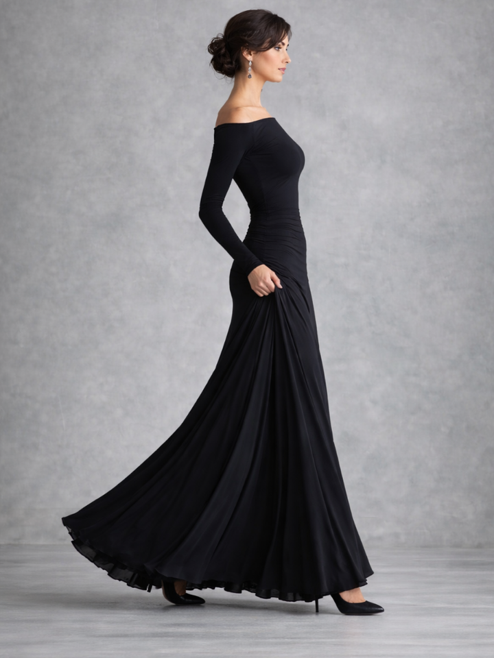 Danielle | Off Shoulder Ruched Waist Fall Wedding Guest Maxi Dress