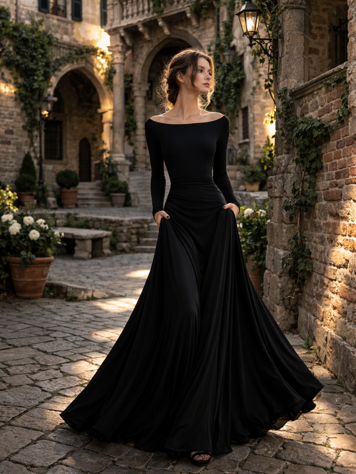 Danielle | Off Shoulder Ruched Waist Fall Wedding Guest Maxi Dress