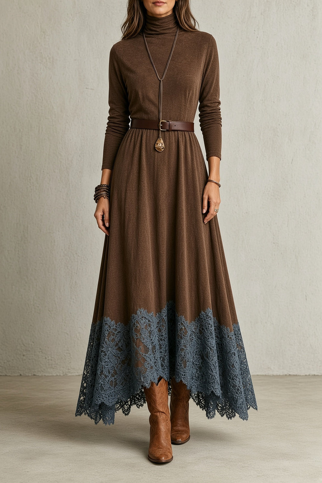Danielle | Timeless Turtleneck A-Line Maxi Sweater Dress