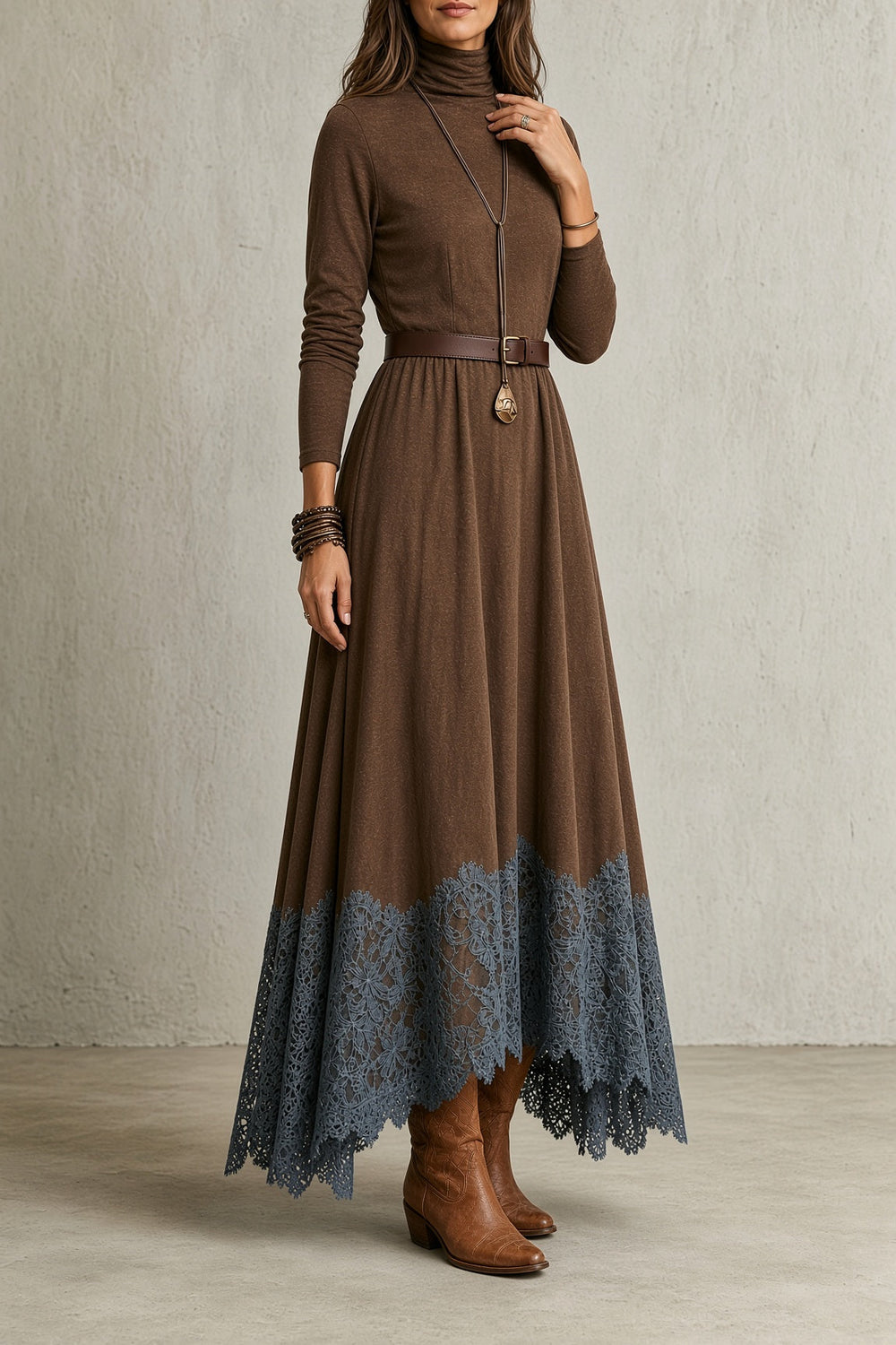 Danielle | Timeless Turtleneck A-Line Maxi Sweater Dress