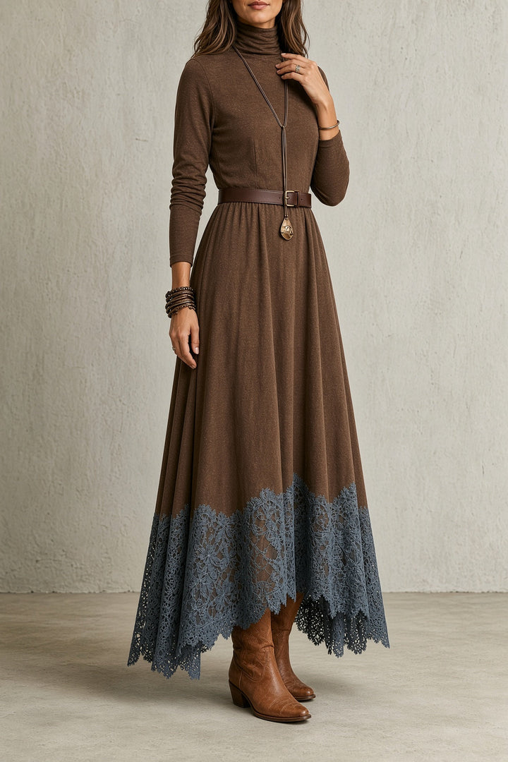 Danielle | Timeless Turtleneck A-Line Maxi Sweater Dress