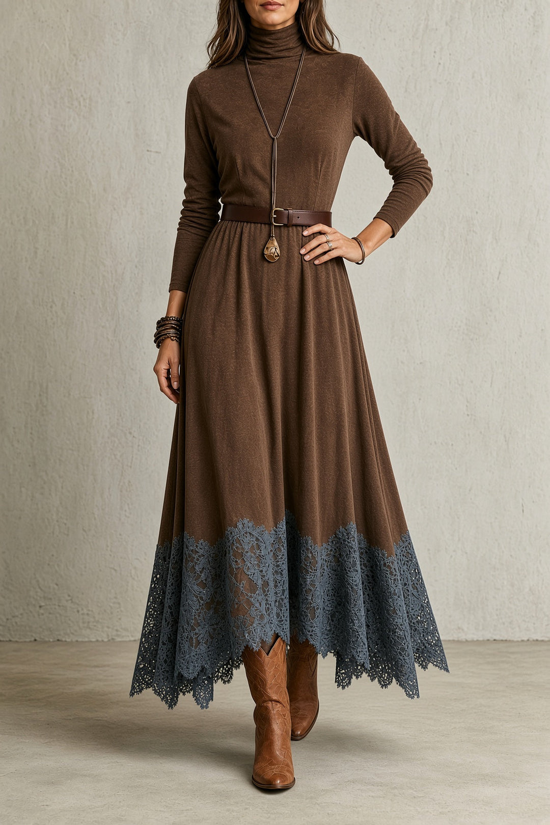 Danielle | Timeless Turtleneck A-Line Maxi Sweater Dress
