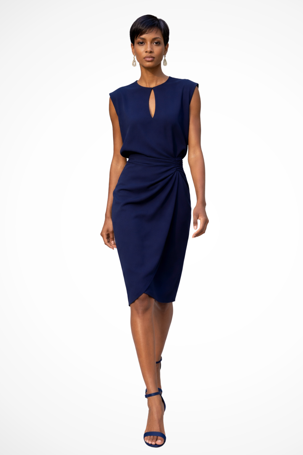 Deborah | Refined Ruched Wrap Fall Wedding Guest Midi Dress