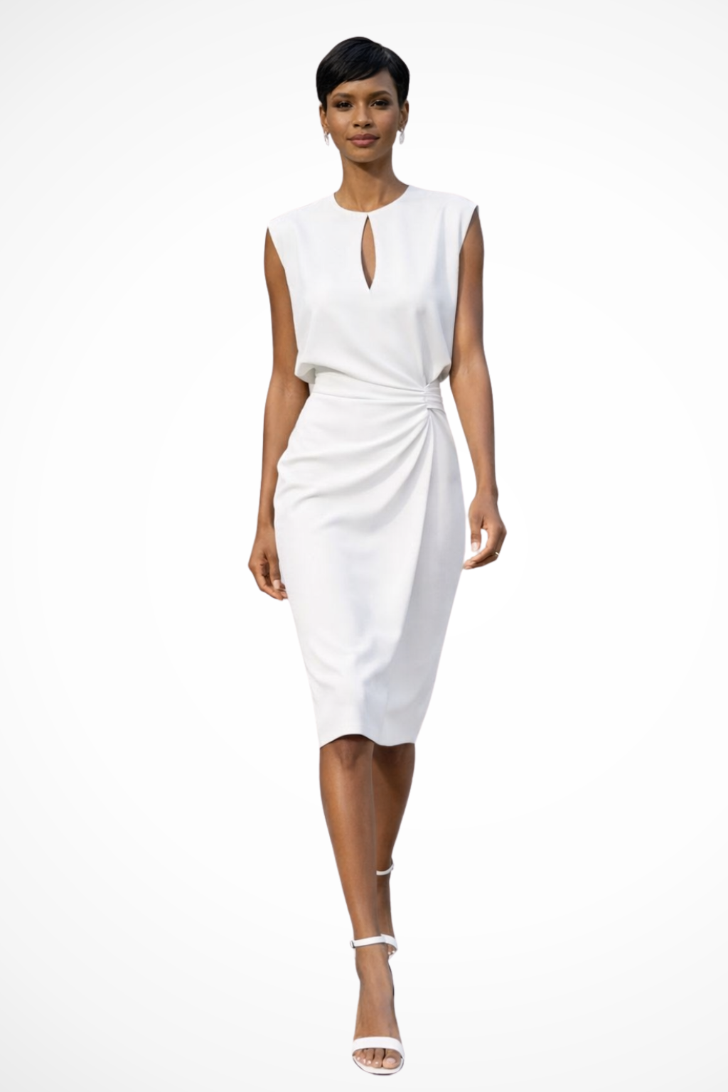 Deborah | Refined Ruched Wrap Fall Wedding Guest Midi Dress