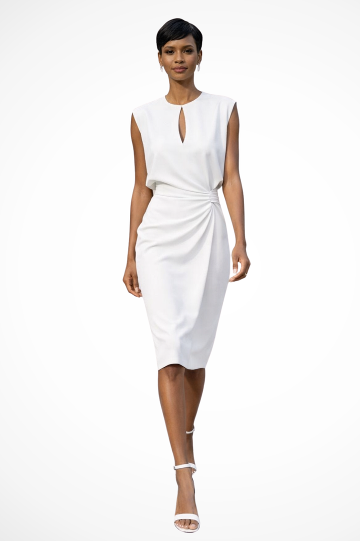 Deborah | Refined Ruched Wrap Fall Wedding Guest Midi Dress