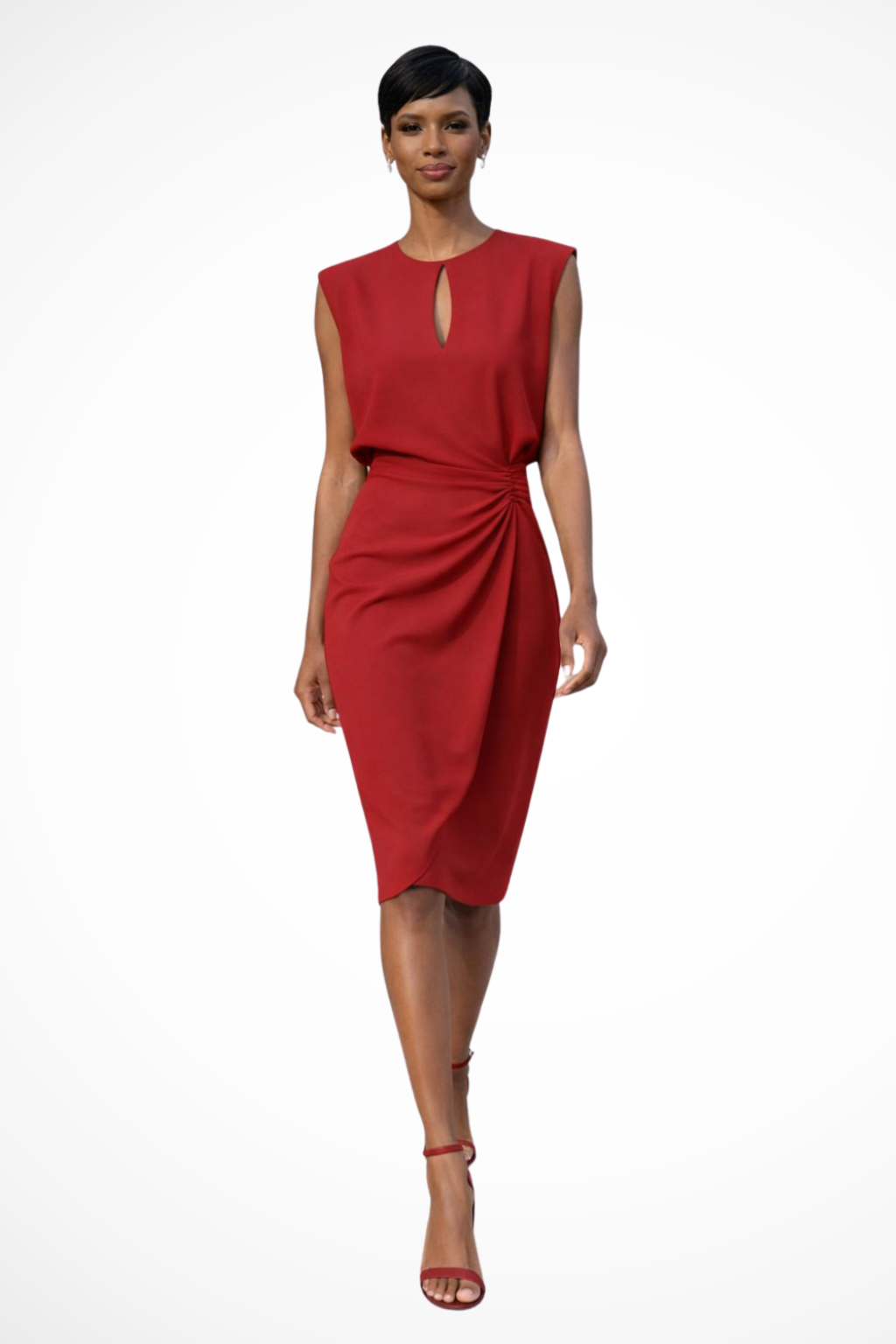 Deborah | Refined Ruched Wrap Fall Wedding Guest Midi Dress