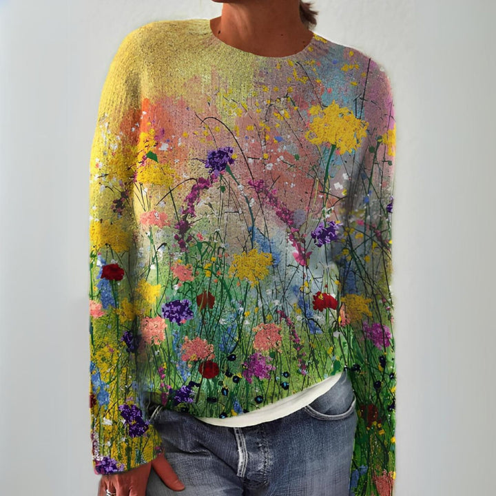 Debra | Cozy Floral Print Knit Christmas Cardigan Sweater