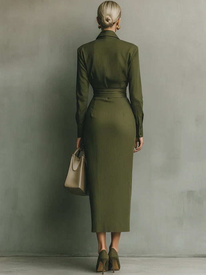 Debra | Elegant Fall Wedding Guest Dress with Wrap Maxi Silhouette