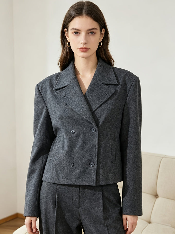 Debra | Polished Cropped Double Breasted Pea Coat