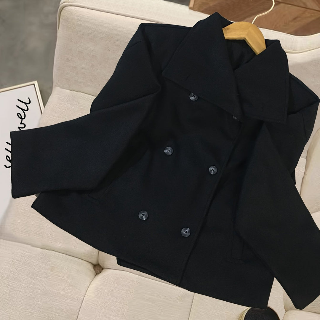 Debra | Polished Cropped Double Breasted Pea Coat