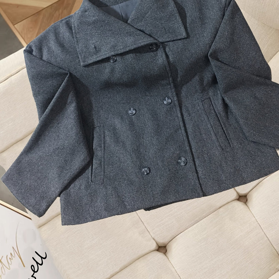 Debra | Polished Cropped Double Breasted Pea Coat