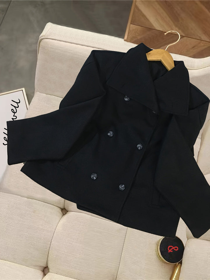 Debra | Polished Cropped Double Breasted Pea Coat
