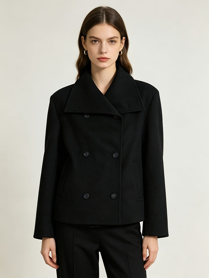 Debra | Polished Cropped Double Breasted Pea Coat