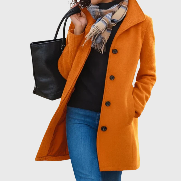 Denise | Effortless Longline Camel Coat with Notch Collar
