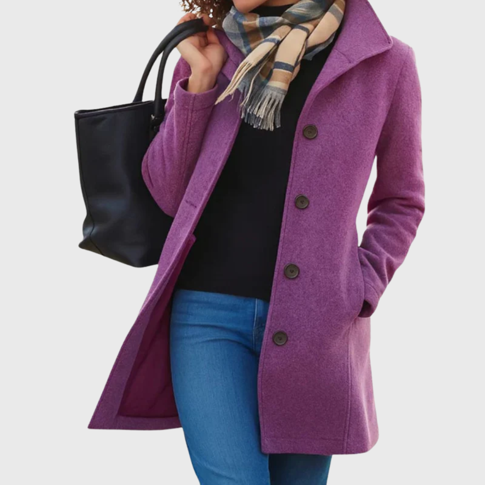 Denise | Effortless Longline Camel Coat with Notch Collar