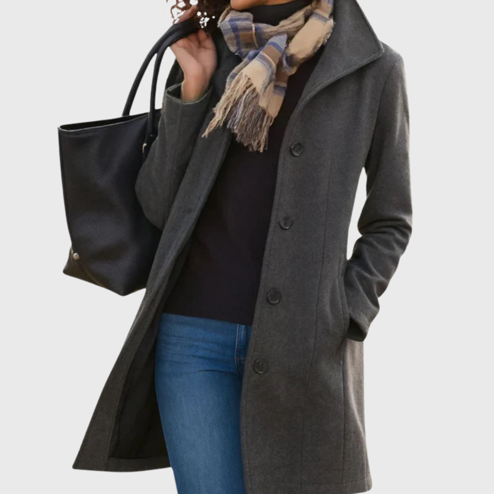 Denise | Effortless Longline Camel Coat with Notch Collar