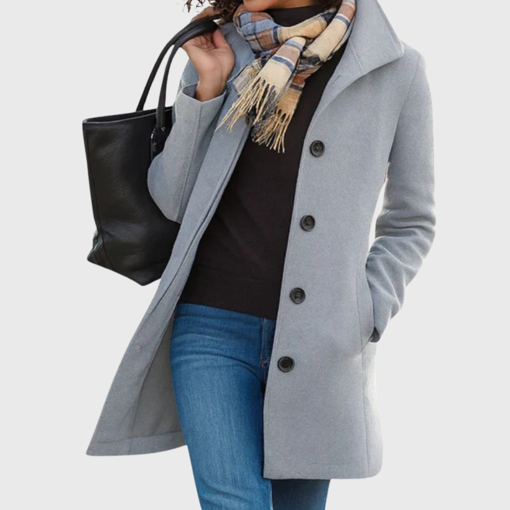 Denise | Effortless Longline Camel Coat with Notch Collar