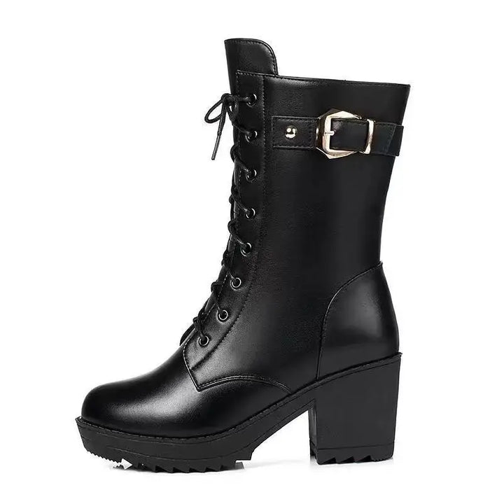 Denise | Graceful Lace-Up Block Heel Winter Boots