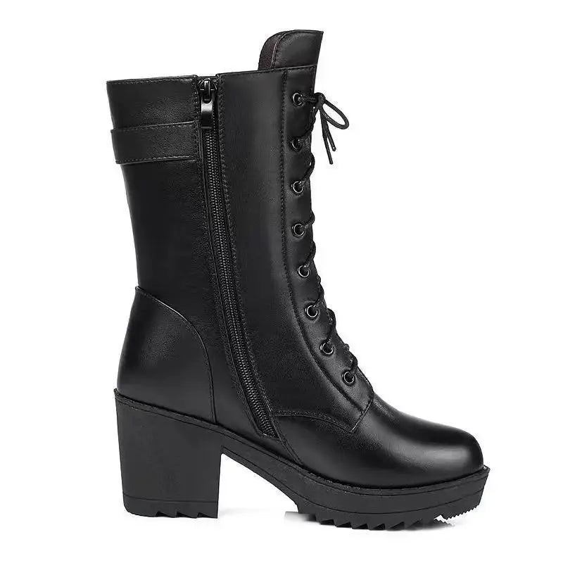 Denise | Graceful Lace-Up Block Heel Winter Boots