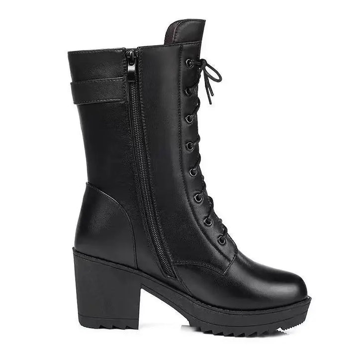 Denise | Graceful Lace-Up Block Heel Winter Boots