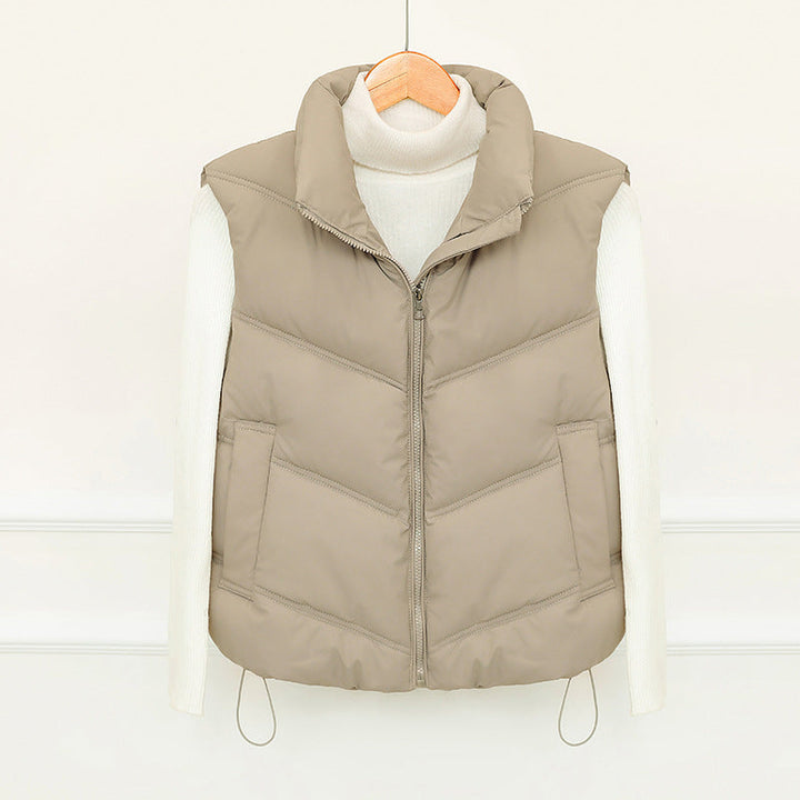 Denise | Polished Quilted Puffer Jacket Vest with Stand Collar