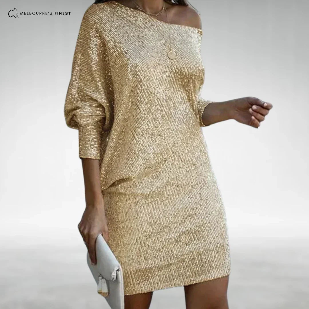Denise | Refined Sequin Off Shoulder Holiday Dress