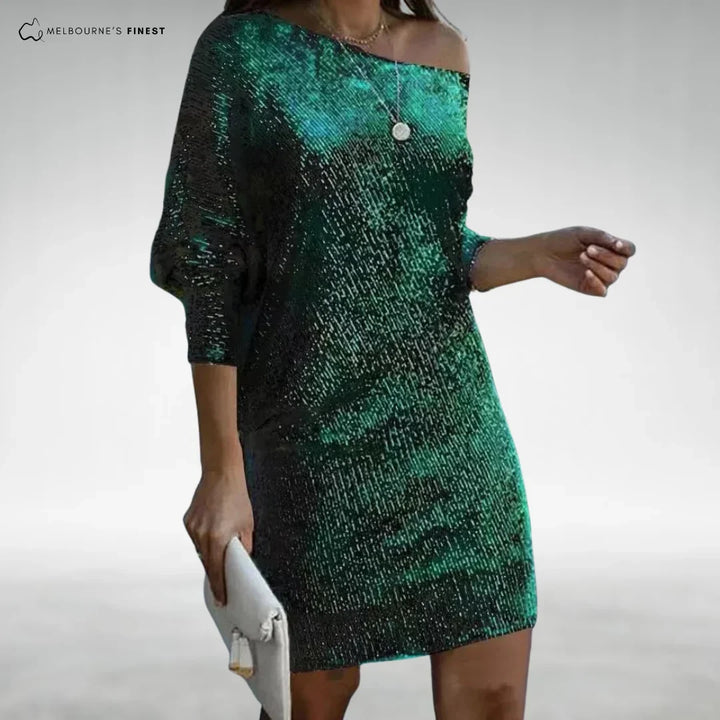 Denise | Refined Sequin Off Shoulder Holiday Dress