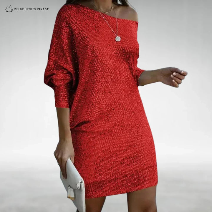 Denise | Refined Sequin Off Shoulder Holiday Dress