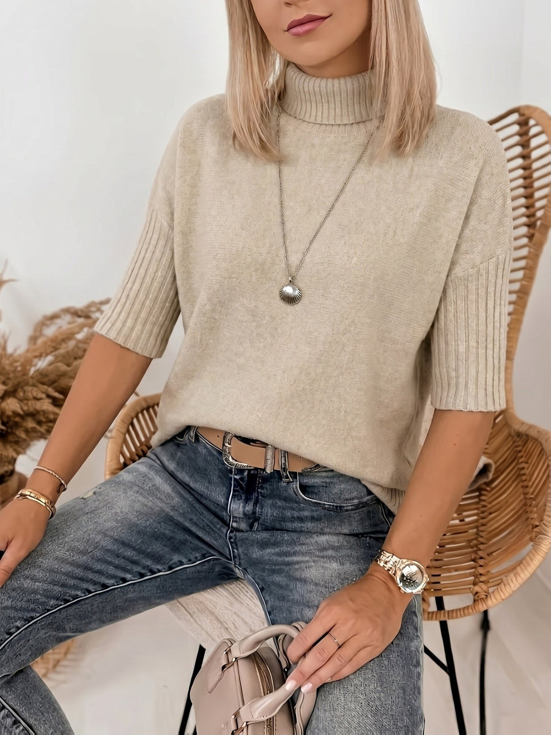 Denise | Timeless Elbow Sleeve Oversized Turtleneck Sweater
