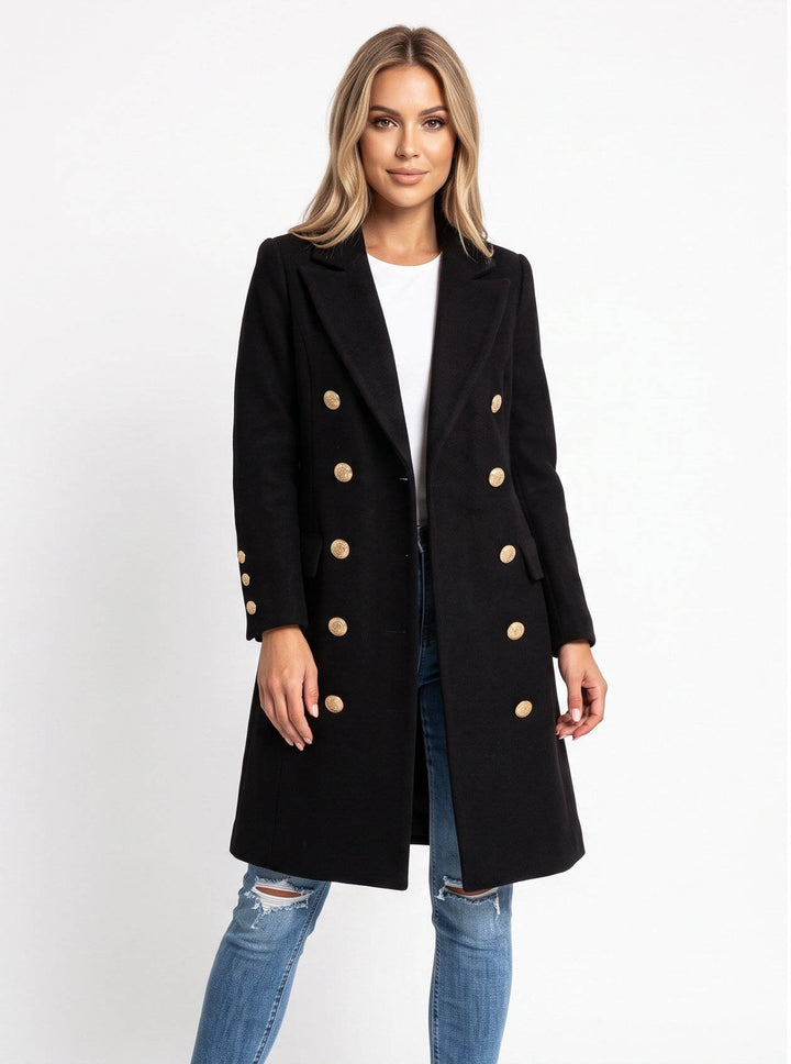 Diana | Chic Double Breasted Midi Pea Coat