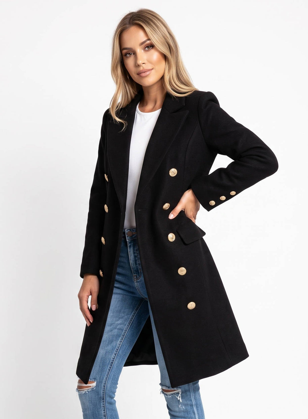 Diana | Chic Double Breasted Midi Pea Coat