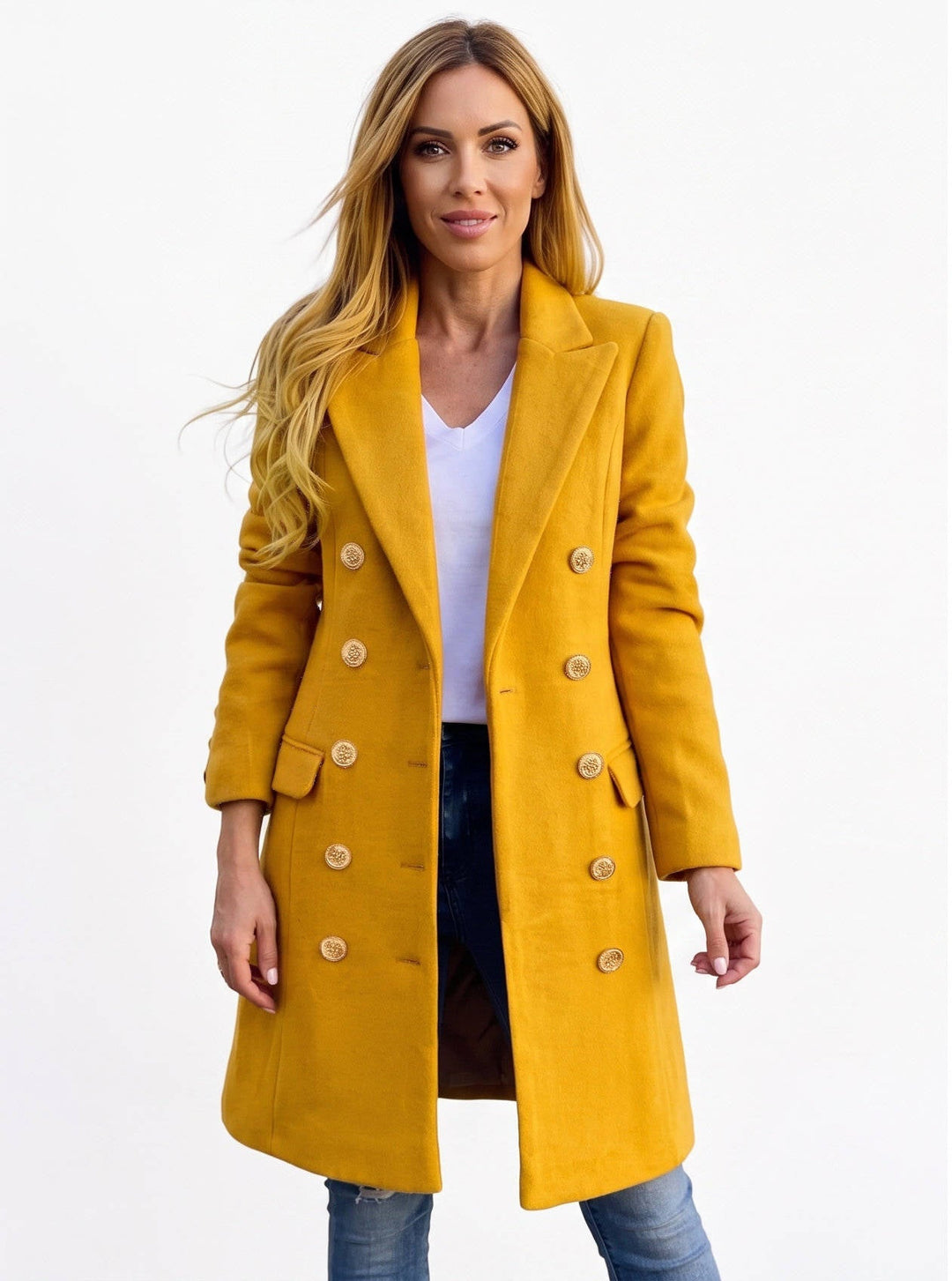 Diana | Chic Double Breasted Midi Pea Coat
